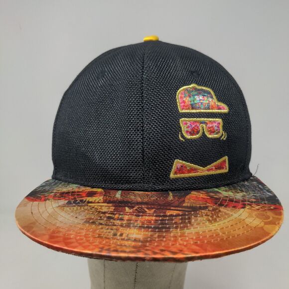 Revolution Men's Fitted Flat Bill Cap Black 100% Hemp Embroidered Logo - Picture 2 of 14